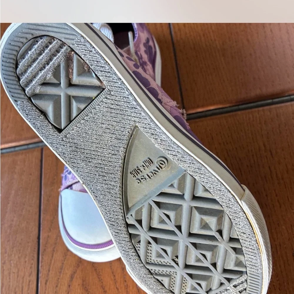 Converse Kids Lavender and Purple Floral Low-Top Sneakers
